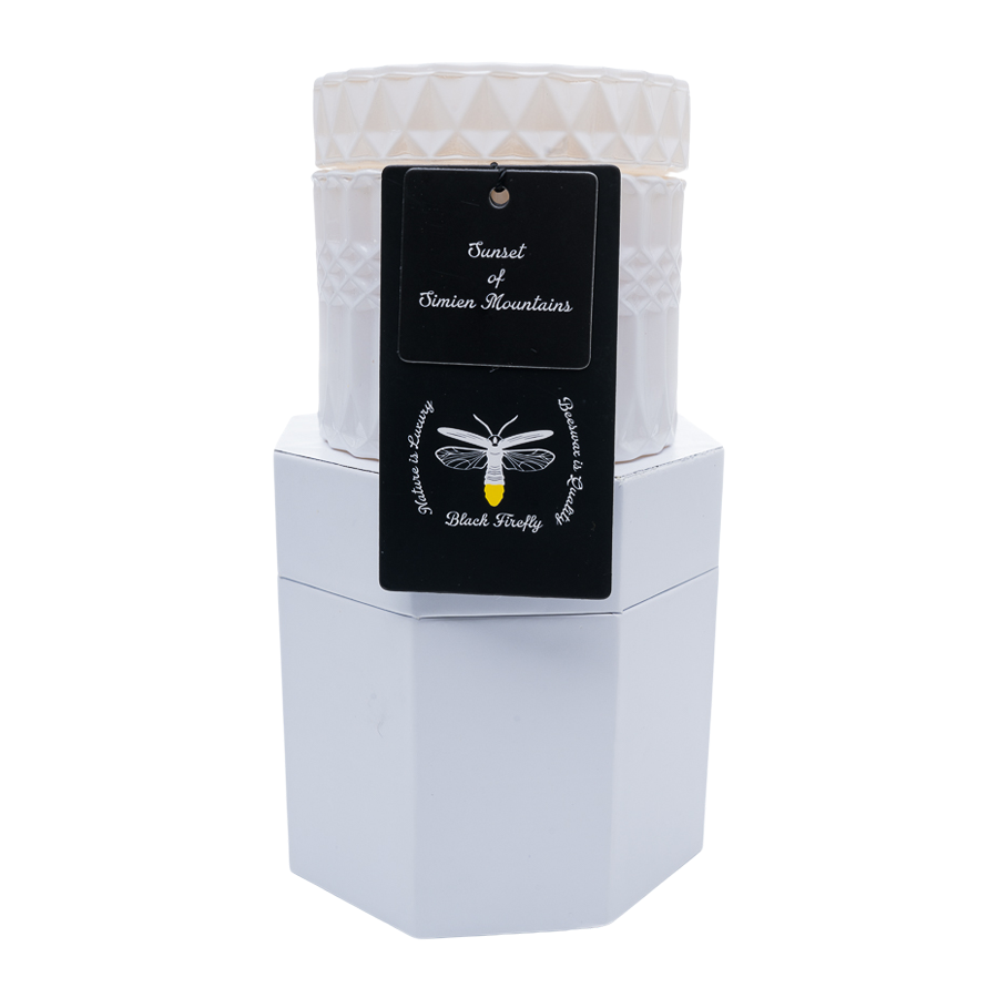 Sunset of Simien Mountains - White Glass Candle
